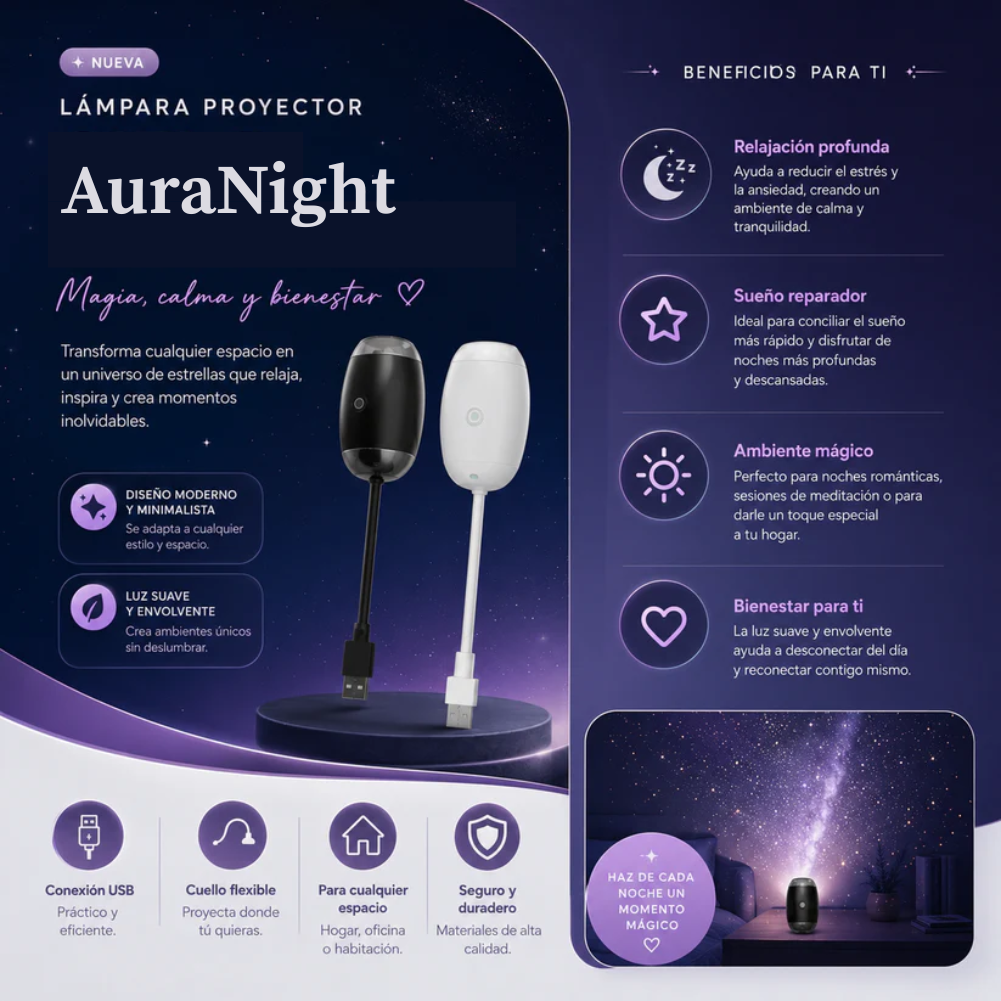 Proyector Espacial AuraNight™ Ajustable 360°